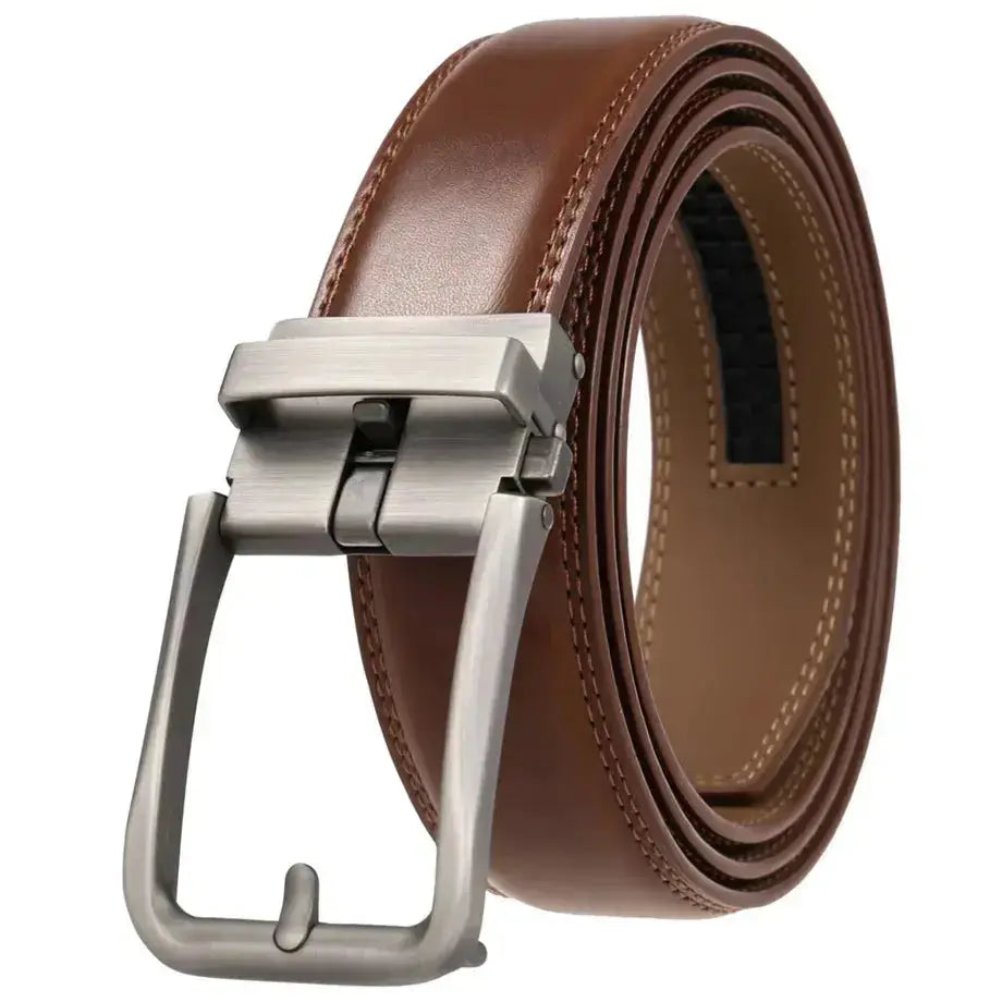 Belter Belt Belter Belt: Retro Business Edition - Stufenloser Herrengürtel aus Leder mit Automatik-Schnalle Gürtel Braun-125cm