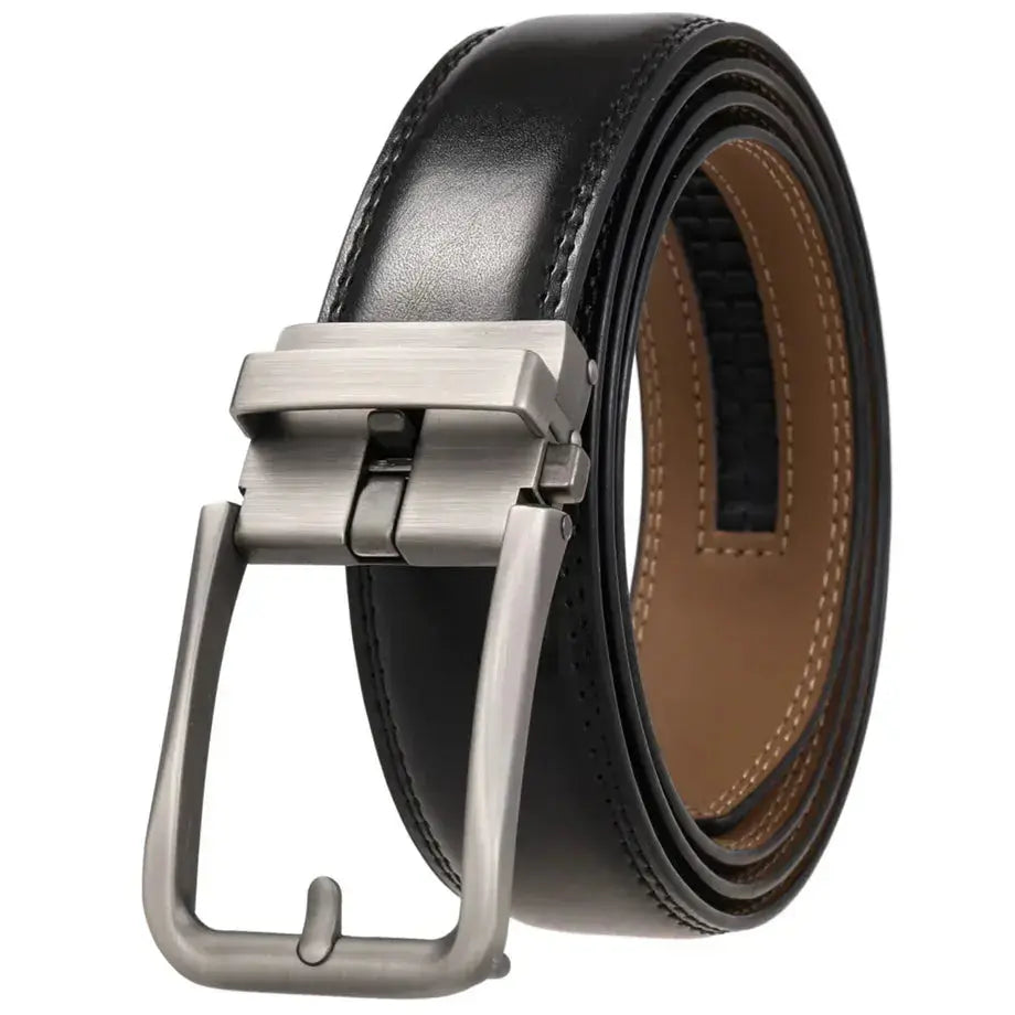 Belter Belt Belter Belt: Retro Business Edition - Stufenloser Herrengürtel aus Leder mit Automatik-Schnalle Gürtel Schwarz-125cm